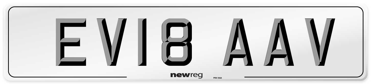 EV18 AAV Number Plate from New Reg